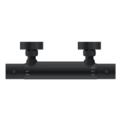 Wiesbaden Ribbd Mitigeur thermostatique de douche entraxe 15 cm noir mat