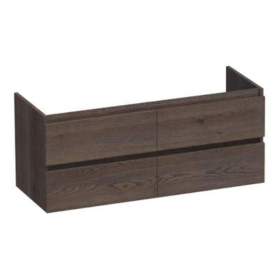 BRAUER Joy meuble sous-lavabo 120 4 tiroirs softclose - sans poignées - 2 découpes pour siphon - chêne massif - lamelles chêne noir