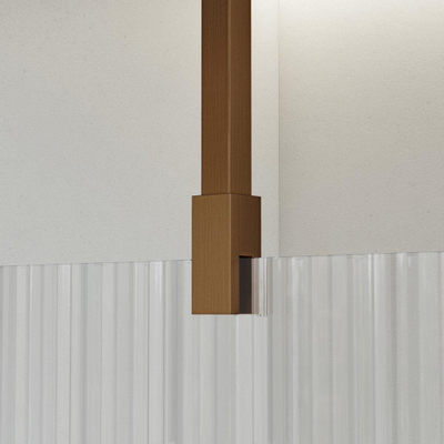 FortiFura Galeria Douche à l'italienne - 100x200cm - Verre nervuré - Bras plafond - Cuivre brossé