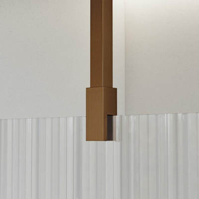 Fortifura Galeria Douche à l'italienne - 30x200cm - Verre nervuré - Bras plafond - Cuivre brossé