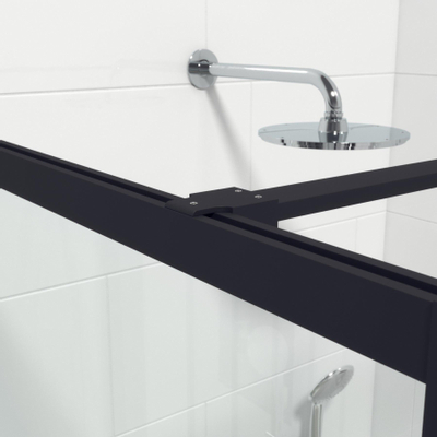 Saniclass Bellini Inloopdouche - 90x200cm - lines frame buitenzijde - antikalk - mat zwart SHOWROOMMODEL