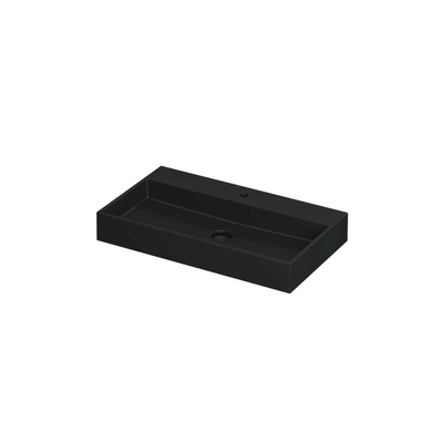 INK United wastafel - 80x45x11cm - 1 wasbak - 1 kraangat - porselein Mat zwart