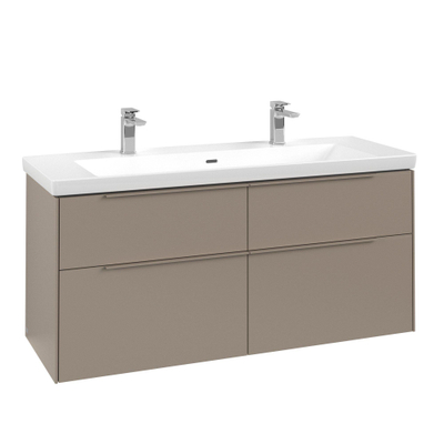 Villeroy & Boch Subway 3.0 Meuble sous-lavabo - avec éclairage - 4 tiroirs coulissants - 1272 x 576 x 478 mm - Taupe