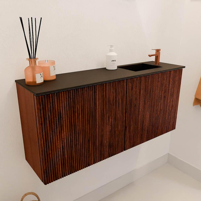 Mondiaz JOYA 90cm toiletmeubel - kleur Ruby - Wastafel FAYE positie Rechts 1 kraangat kleur Urban.