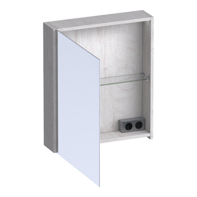 BRAUER Impress Deluxe spiegelkast - 60x70x15cm - interne en externe verlichting - 1 linksdraaiende dubbelzijdige spiegeldeur Forest Seashell