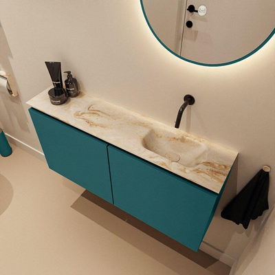 MONDIAZ TURE-DLUX Meuble toilette - 100cm - Smag - EDEN - vasque Frappe - position droite - sans trou de robinet