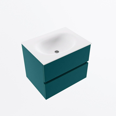 Mondiaz VICA ensemble de meuble de salle de bain - 60cm - meuble sous-vasque smag - 2 tiroirs - lavabo moon milieu - sans trous de robinet - version haute de 60cm - talc