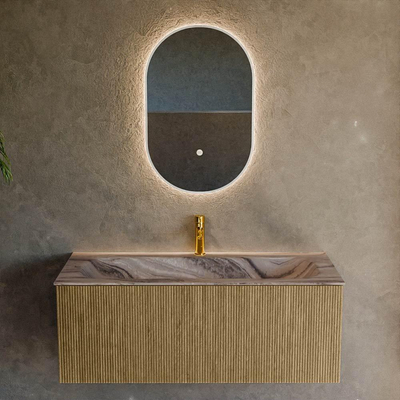 MONDIAZ KURVE-DLUX 110cm badmeubel kleur Dusk met 1 lade en 0 deuren. Wastafel BIG MEDIUM Midden 1 kraangat Sombra.