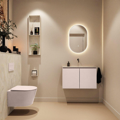 MONDIAZ TURE-DLUX Meuble WC 80cm Rosee. Lavabo EDEN Ostra position milieu. Sans trou de robinet.