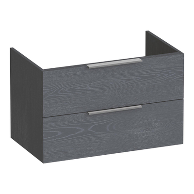 BRAUER Elevate meuble sous lavabo 80 excl. poignées à poser 2 tiroirs softclose et 1 découpe pour le siphon - Gris bois