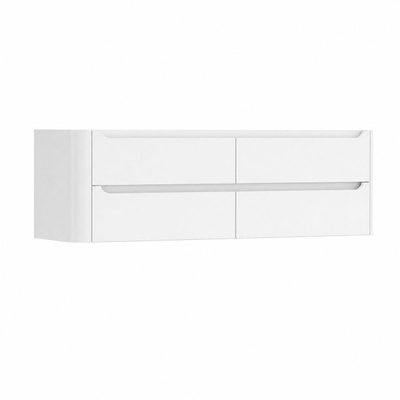 H&R Badmeubelen Juice Wastafelonderkast - 180x45x50cm - linkerhoek afgerond - 4 lades - geïntegreerde greep - Wit mat