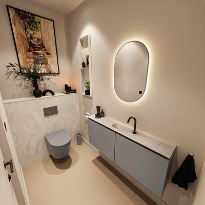 MONDIAZ TURE-DLUX Meuble WC 120cm Smoke. EDEN lavabo Ostra position milieu. Avec 1 trou de robinet.
