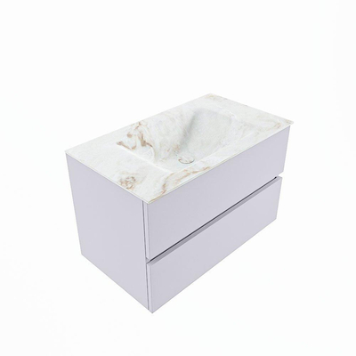 MONDIAZ VICA-DLUX Ensemble meuble de salle de bains - 80cm - meuble bas Cale - 2 tiroirs - lavabo encastré Cloud centré - sans trous de robinet - version haute 60cm - Frappe