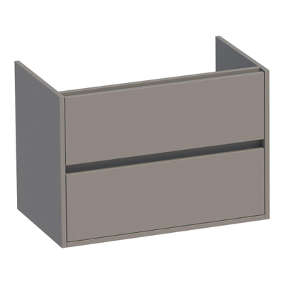 BRAUER Adore meuble sous-lavabo - 80x46x55cm - 2 tiroirs softclose - sans poignées - 1 découpe pour siphon - taupe mat