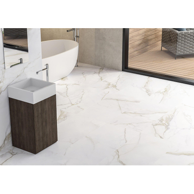ÉCHANTILLON Cifre Cerámica Carrelage de sol et mural Diamond Gold Aspect Marbre Mat Blanc