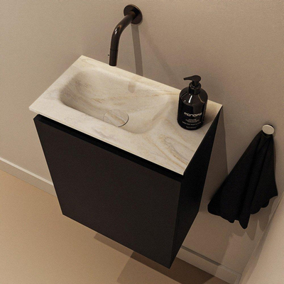 MONDIAZ TURE-DLUX Meuble WC 40 cm Urban. EDEN vasque Ostra position gauche. Sans trou de robinet.