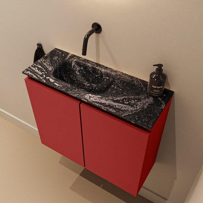 MONDIAZ TURE-DLUX meuble WC 60cm Fire. EDEN lavabo Lava position gauche. Sans trou de robinet.