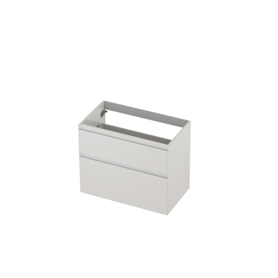 INK Wastafelonderkast - 80x45x65cm - 2 lades - greeploos - MDF lak - Hoogglans wit