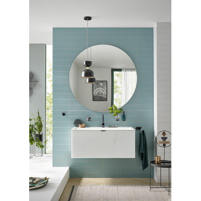 Emco Round Zeephouder - 10x9x5cm - met zeepschaal - zwart/kristal helder glas