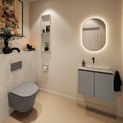 MONDIAZ TURE-DLUX Meuble de toilette 60 cm Smoke. Lavabo EDEN Opalo position milieu. Sans trou de robinet.