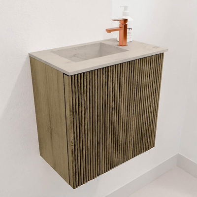 Mondiaz JOYA-DLUX 40cm toiletmeubel - kleur Dusk - Wastafel FAYE positie Links 1 kraangat kleur Opalo.