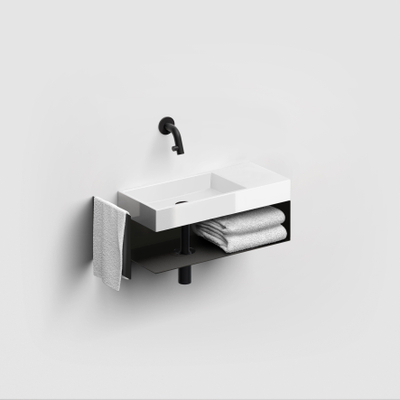 Clou Mini Wash Me fontein 45x19cm zonder kraangat en plug kranenbank rechts Keramiek Wit