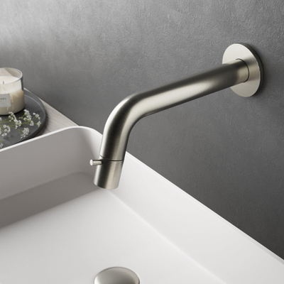 Hotbath Buddy Robinet de lavabo pour vasque - bec 18,6 cm - encastré - raccourcissable - nickel brossé