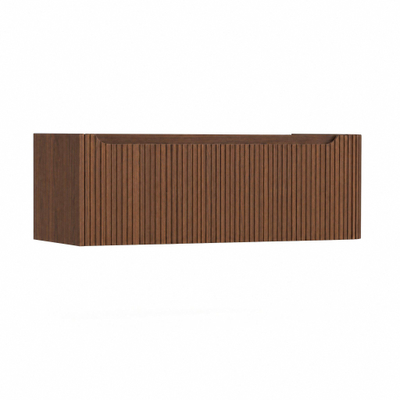 H&R Badmeubelen Juice Wastafelonderkast - 120x45x40cm - rechterhoek afgerond - 3D-front - 2 lades - geïntegreerde greep - dark oak