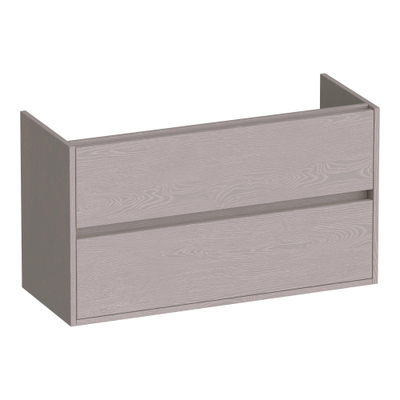 BRAUER Adore wastafelonderkast ondiep - 100x39x55cm - 2 softclose lades - greeploos - 1 sifon uitsparing - Timber Greige
