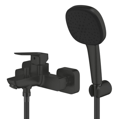 Grohe Cubeo Badkraan - met omstel - S koppelingen - inclusief handdouche en doucheslang - matte black (mat zwart)