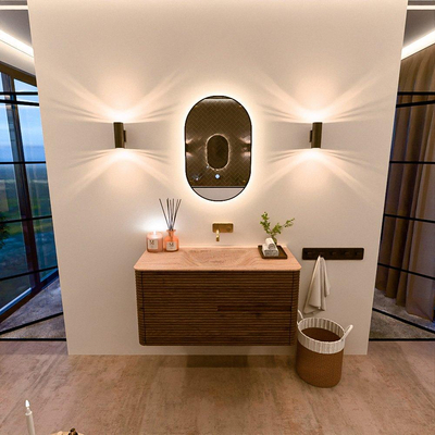 Mondiaz CIRO-DLUX Badkamermeubelset - 100x45x50cm - Solid surface wastafel Saba - 1 wasbak Midden - zonder kraangaten - 2 lades - Dusk
