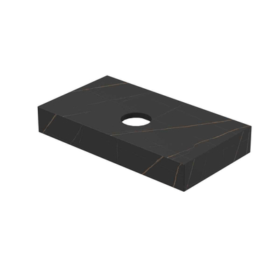 INK Blocq Fonteinplateau - 40x22x6cm - vrijhangend - uitsparing - keramiek Lauren black mat
