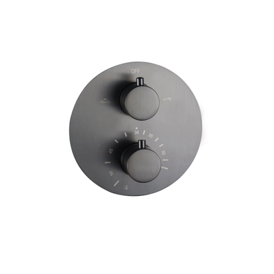 Fortifura Calvi Thermostatische Inbouwkraan - inbouwdeel - rond - gunmetal (antraciet)