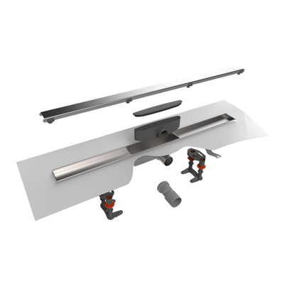 Easy Drain Compact 30 FF zero caniveau de douche plaque simple avec évacuation latérale 6x90cm inox