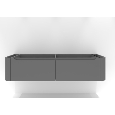 H&R badmeubelen Juice Wastafelonderkast - 180x45x40cm - afgeronde hoeken - 2 lades - geïntegreerde greep - stone grey mat