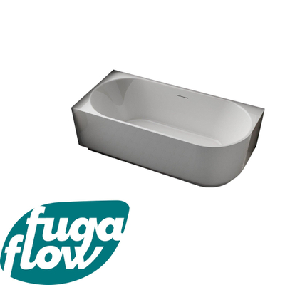 FugaFlow Eccelente Anta half vrijstaand hoekbad - links - 150x75x58cm - met afvoer - acryl - glans wit