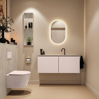 MONDIAZ TURE-DLUX Meuble WC 120 cm Rosee. Lavabo EDEN Opalo position milieu. Avec 1 trou de robinet.