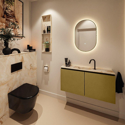 MONDIAZ TURE-DLUX Meuble de toilettes 100cm Oro. EDEN lavabo Frappe position milieu. Avec 1 trou de robinet.