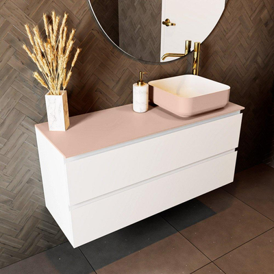 Mondiaz TOP 23 Topblad - 110x23.5x0.9cm - geschikt voor afdekplaat - Solid surface - Rosee