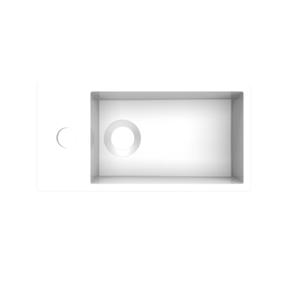 Arcqua Flair fontein - 36x18x9cm - cast marble - 1 kraangat - links - glans wit