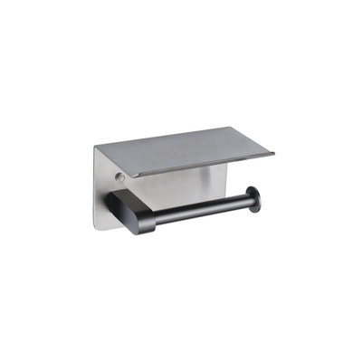 Fortifura Calvi toiletrolhouder - met plateau - PVD - geborsteld gunmetal (antraciet)