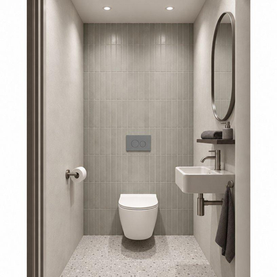 Adema Salina 2.0 Ensemble WC - 48.5x36x32cm - cuvette profonde - sans bride de rinçage - réservoir encastré QeramiQ - abattant softclose - déclipsable - abattant de WC - plaque de commande en plastique gris clair - boutons ronds - blanc