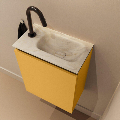 MONDIAZ TURE-DLUX 40cm toiletmeubel Ocher. EDEN wastafel Ostra positie rechts. Met 1 kraangat.