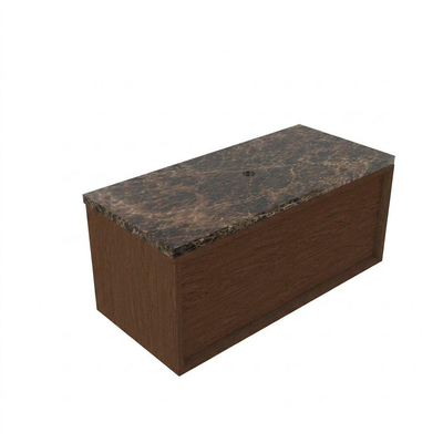 Saniclass Holz Frame Ensemble de meubles de salle de bains - 100x45x43cm - Noche plan en pierre naturelle dark emperador - sans trou de robinetterie - 1 tiroir - mat walnut pure (bois)