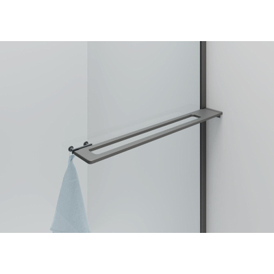 Aloni paroi de douche - 100x200cm - coins arrondis - verre de sécurité - 6mm - porte-serviettes - gunmetal