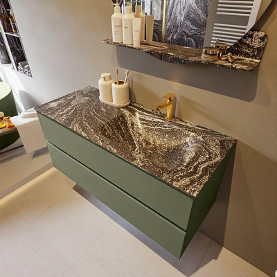 Mondiaz VICA-DLUX Ensemble de meuble de salle de bain - 110cm - meuble sous-vasque armée - 2 tiroirs - lavabo encastré nuage droite - 1 trou de robinet - version haute 60cm - lave