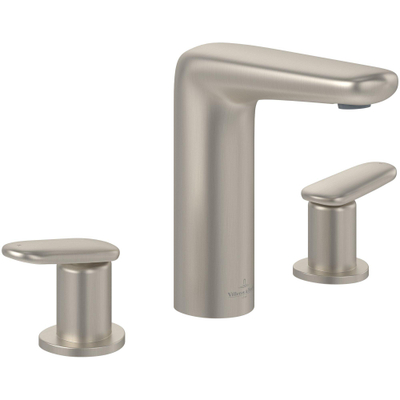 Villeroy & Boch Antao Ensemble de robinet à 3 trous - avec bonde clic clac - Nickel brossé mat (inox)