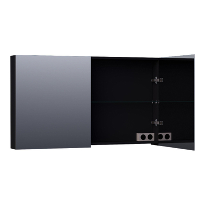 BRAUER Impress armoire de toilette – 119 x 70 x 15 cm – 2 portes, portes-miroir double face – Noir mat