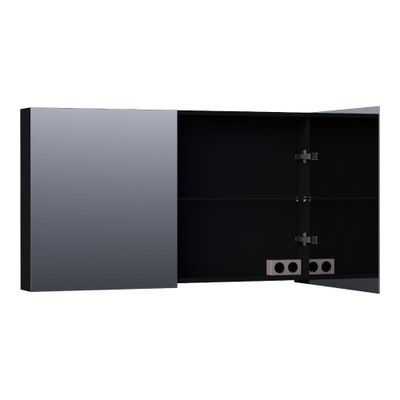 BRAUER Plain Spiegelkast - 120x70x15cm - 2 links/rechtsdraaiende spiegeldeuren - MDF - mat zwart