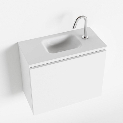 MONDIAZ OLAN Toiletmeubel 60x30x40cm met 1 kraangaten 1 lades talc mat Wastafel Lex midden Solid Surface Wit